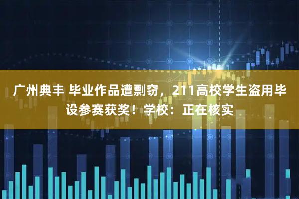 广州典丰 毕业作品遭剽窃，211高校学生盗用毕设参赛获奖！学校：正在核实